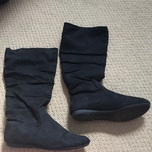 Black suede boots
